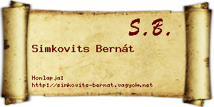 Simkovits Bernát névjegykártya